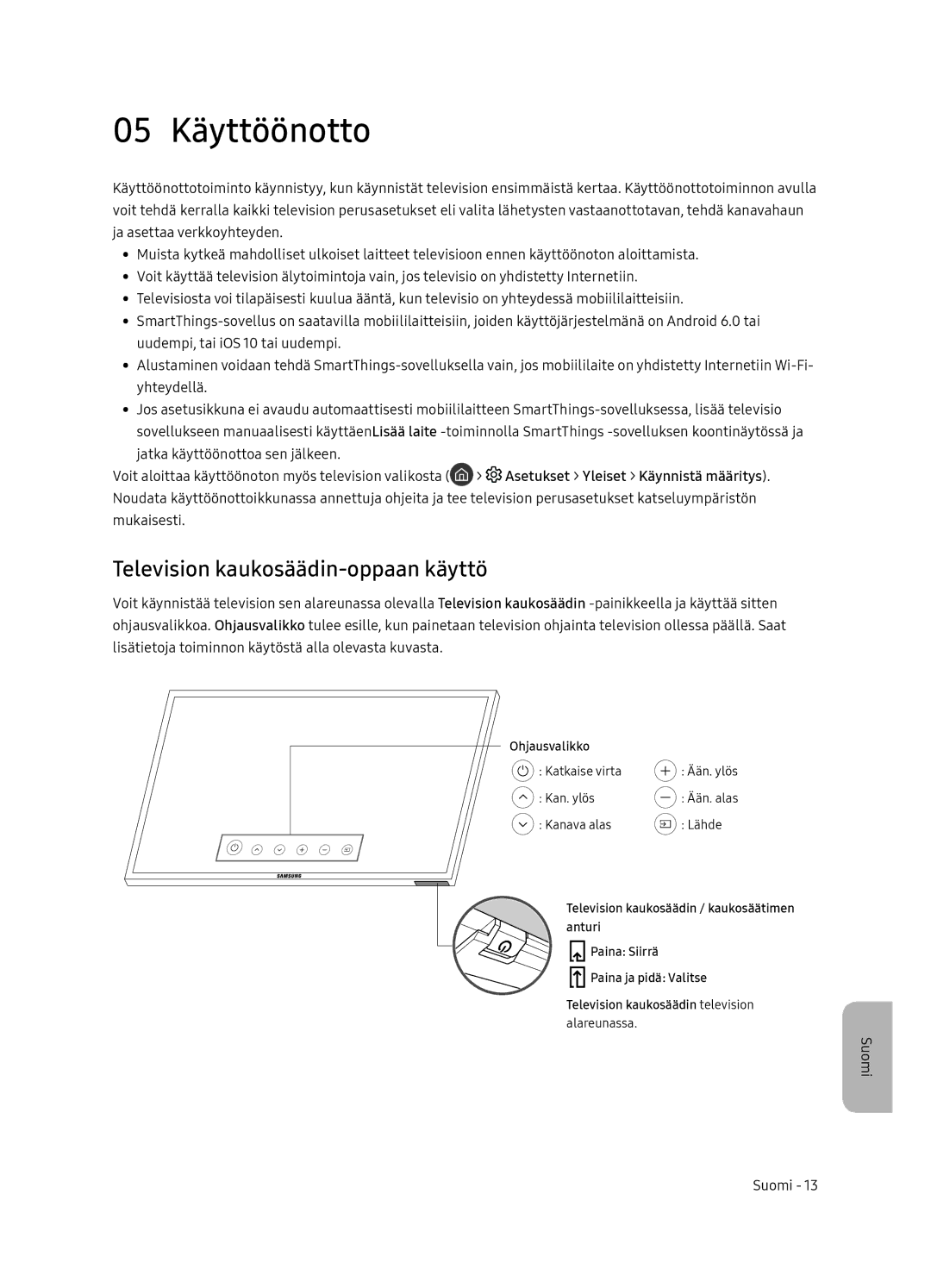 Samsung UE65NU8505TXXC, UE55NU8505TXXC manual 05 Käyttöönotto, Television kaukosäädin-oppaan käyttö 