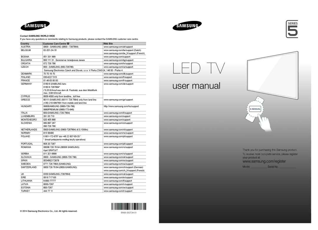 Samsung UE58H5203AWXXH, UE58H5203AWXXC manual Led Tv 