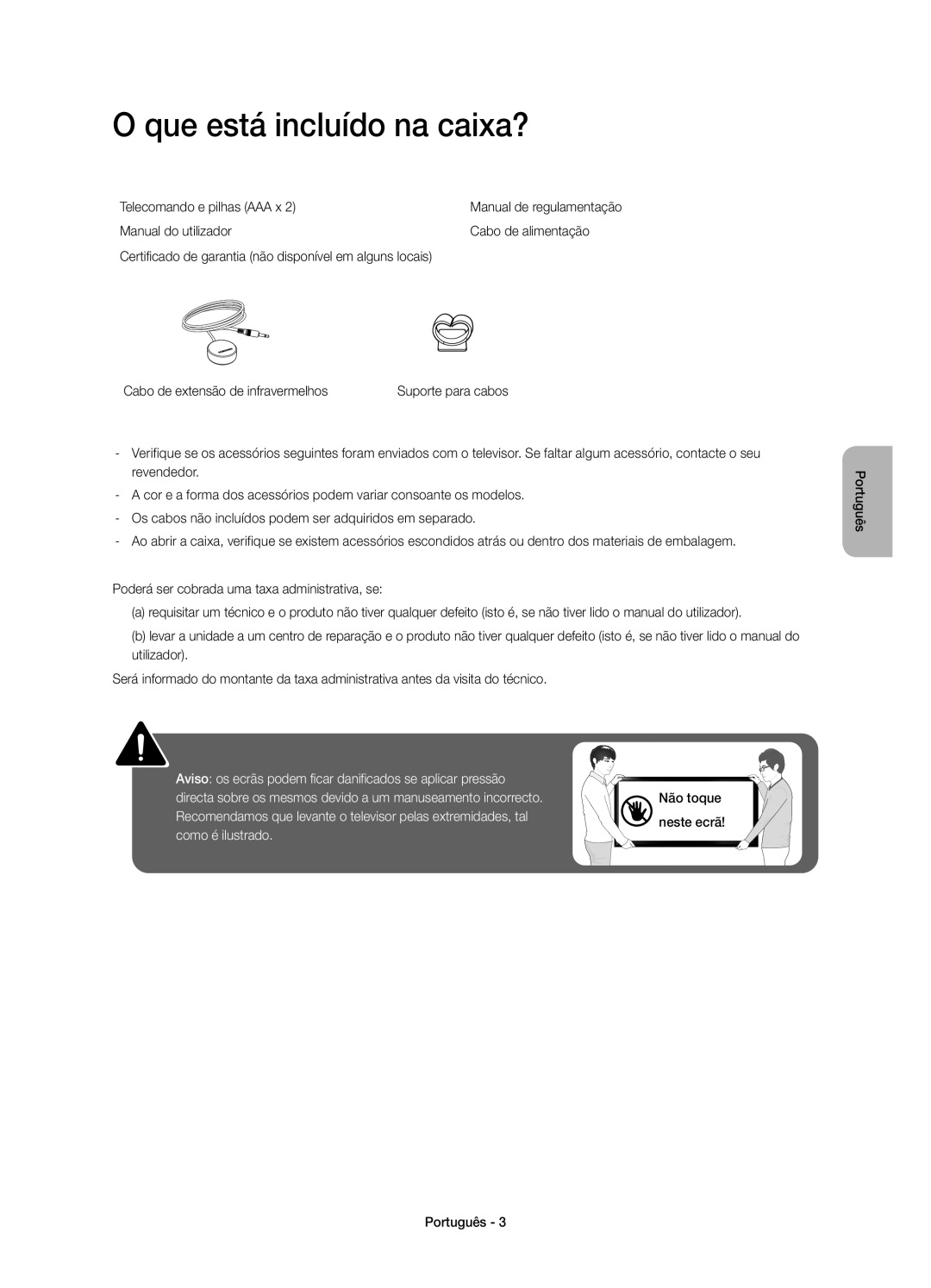 Samsung UE58H5203AWXXH, UE58H5203AWXXC manual Que está incluído na caixa? 