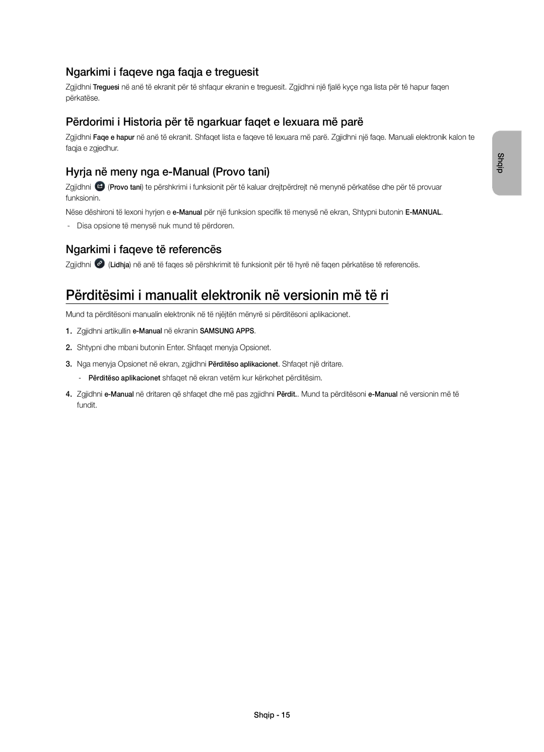 Samsung UE58H5203AWXXN Përditësimi i manualit elektronik në versionin më të ri, Ngarkimi i faqeve nga faqja e treguesit 