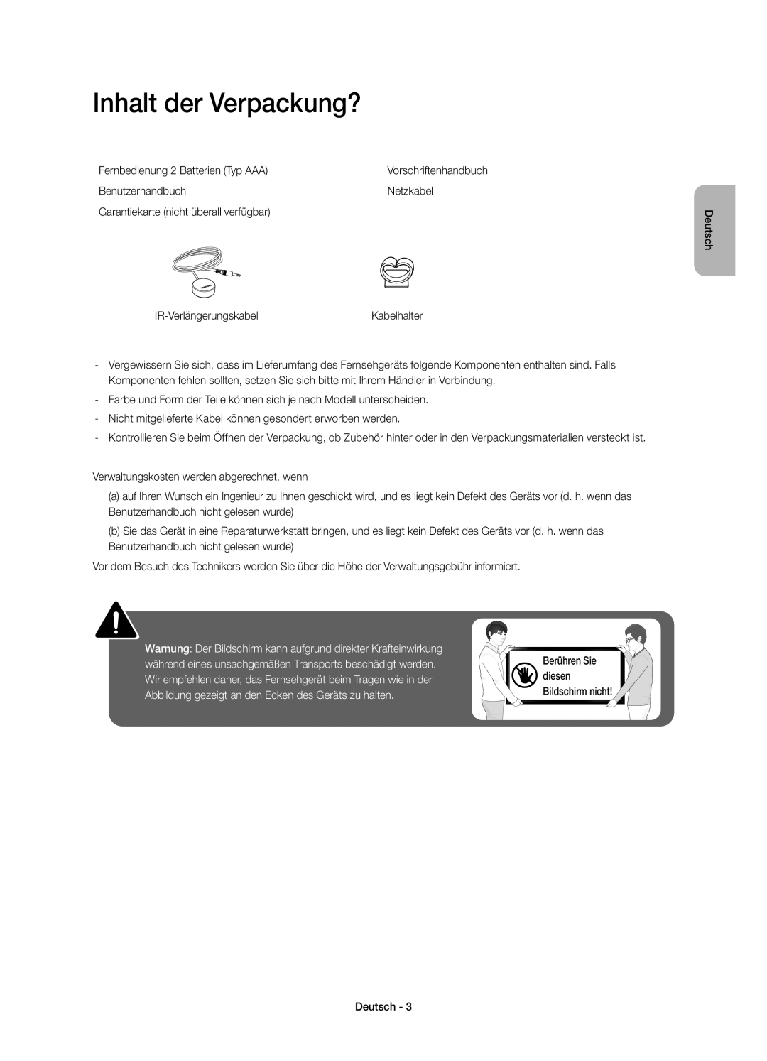 Samsung UE58H5273SSXZG manual Inhalt der Verpackung? 