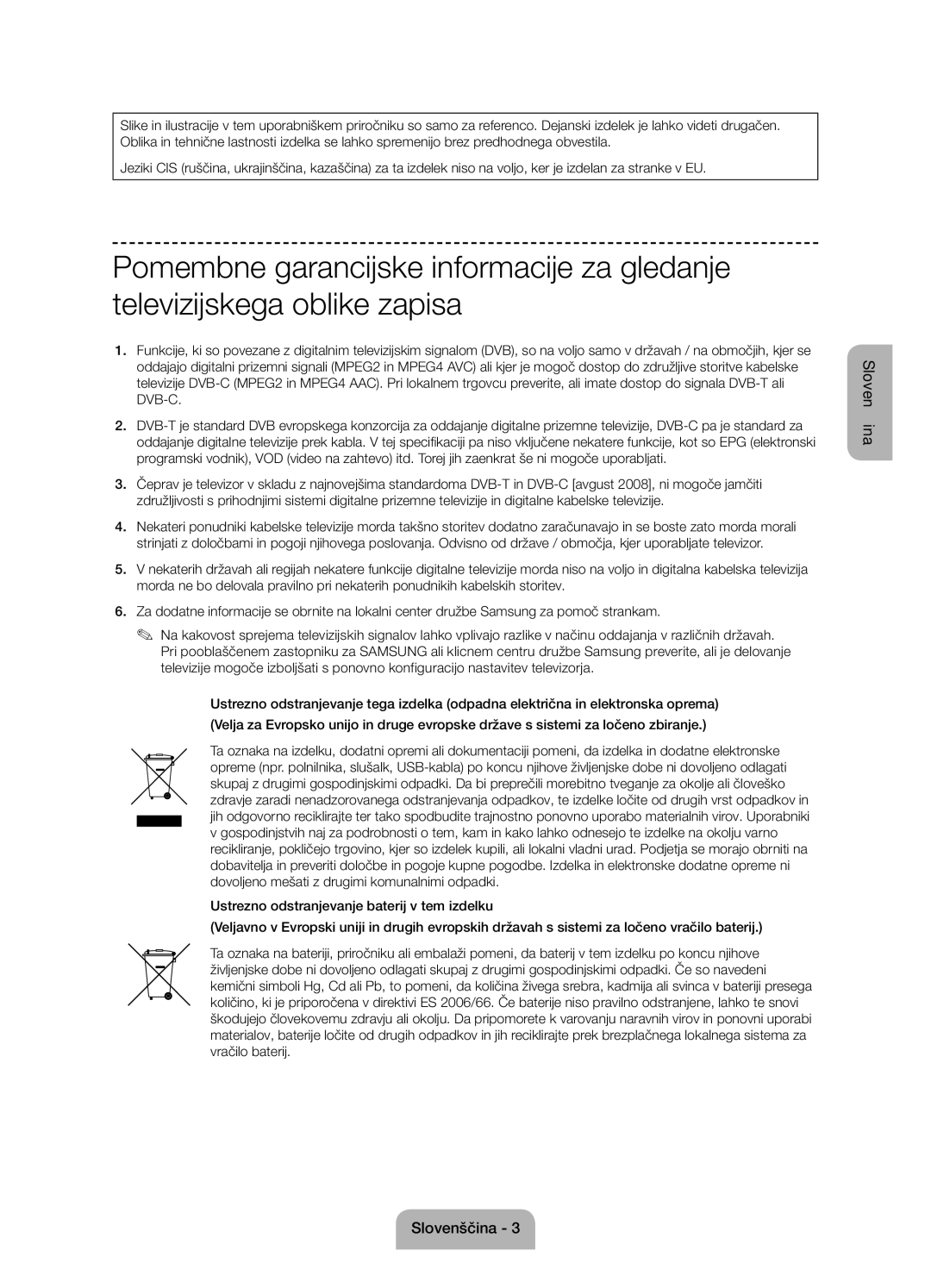 Samsung UE58J5002AKXXH, UE58J5000AWXXH, UE58J5000AWXZF manual Slovenščina 