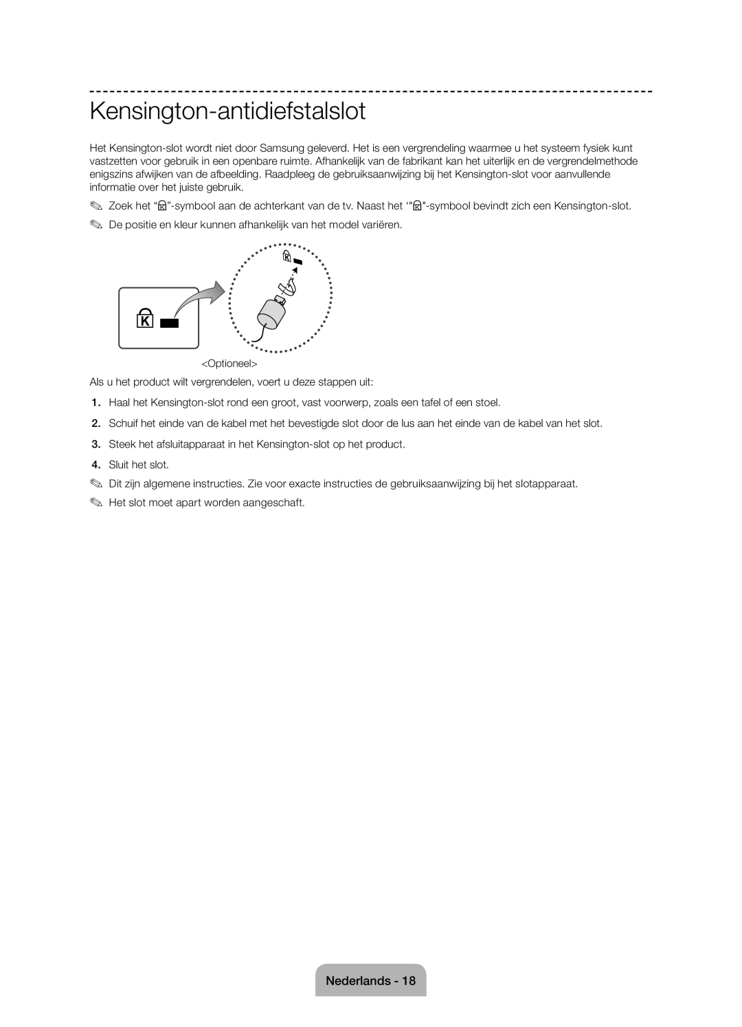 Samsung UE58J5000AWXZF manual Kensington-antidiefstalslot 