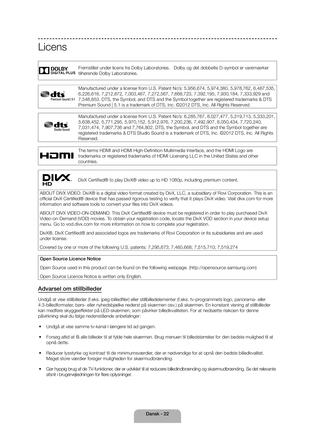 Samsung UE58J5005AKXXE manual Licens 