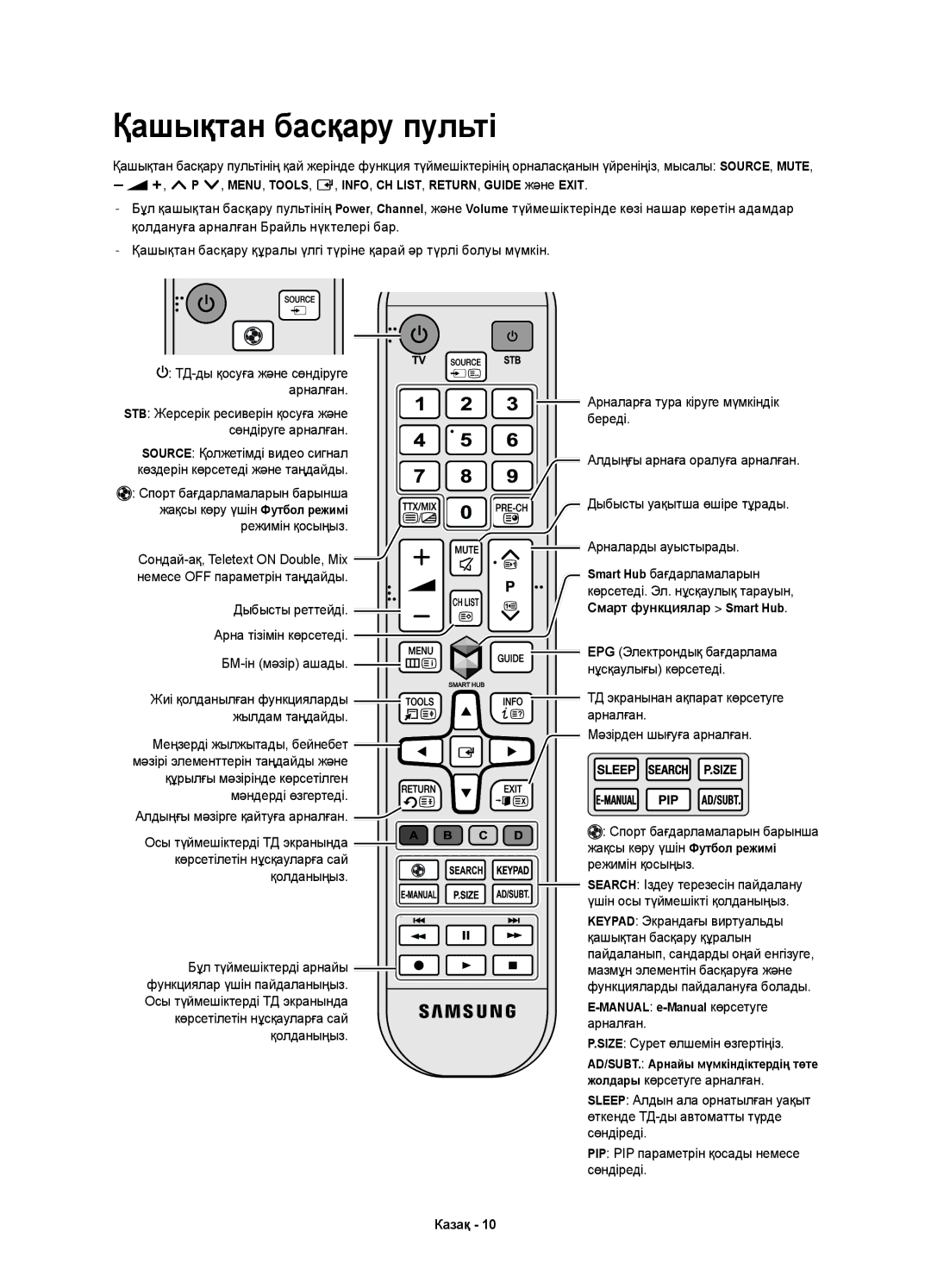 Samsung UE58J5200AKXRU manual Қашықтан басқару пульті 