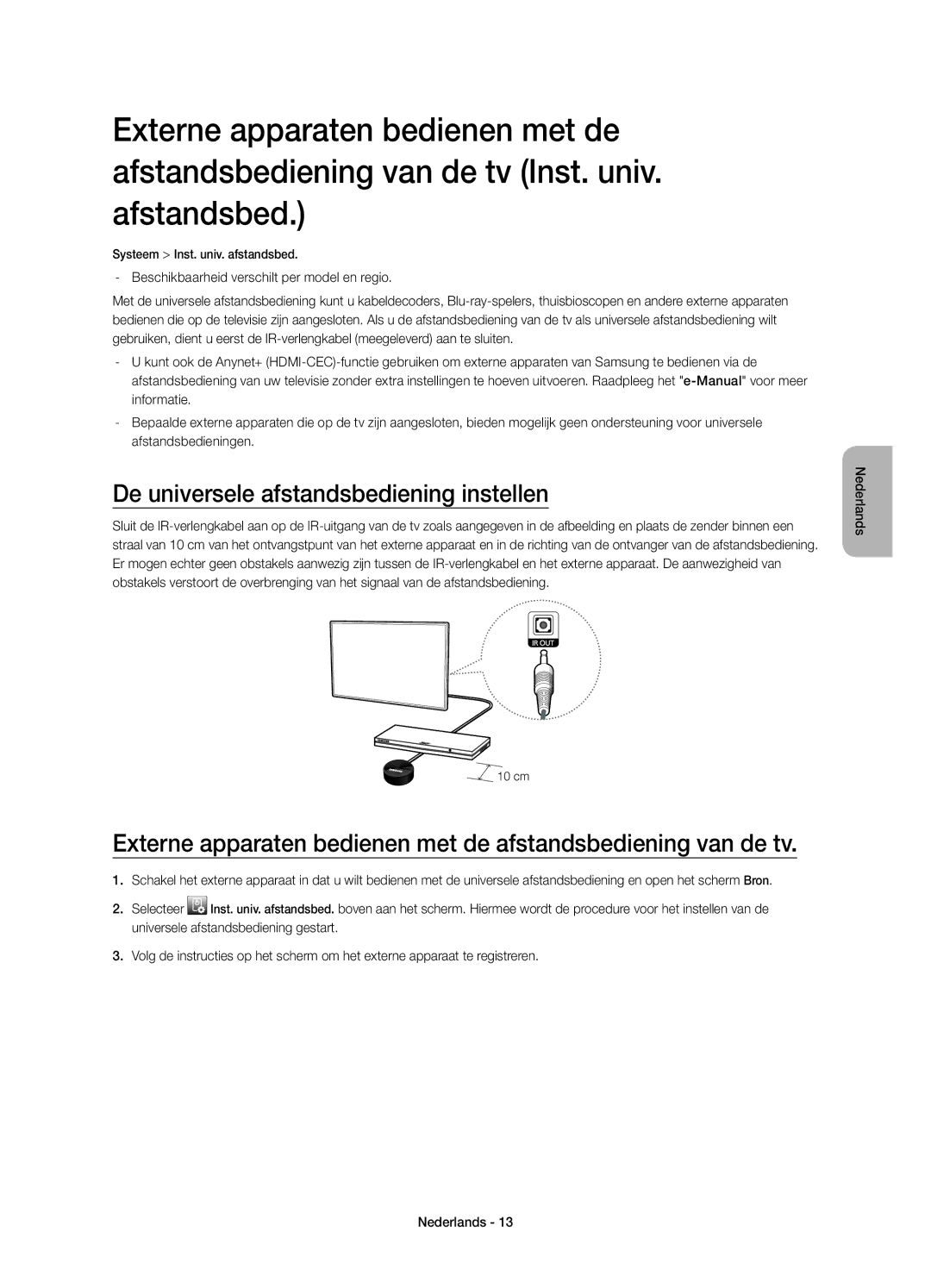 Samsung UE58J5200AWXZF, UE58J5200AWXXH, UE58J5200AWXXC, UE58J5200AWXXN manual De universele afstandsbediening instellen 