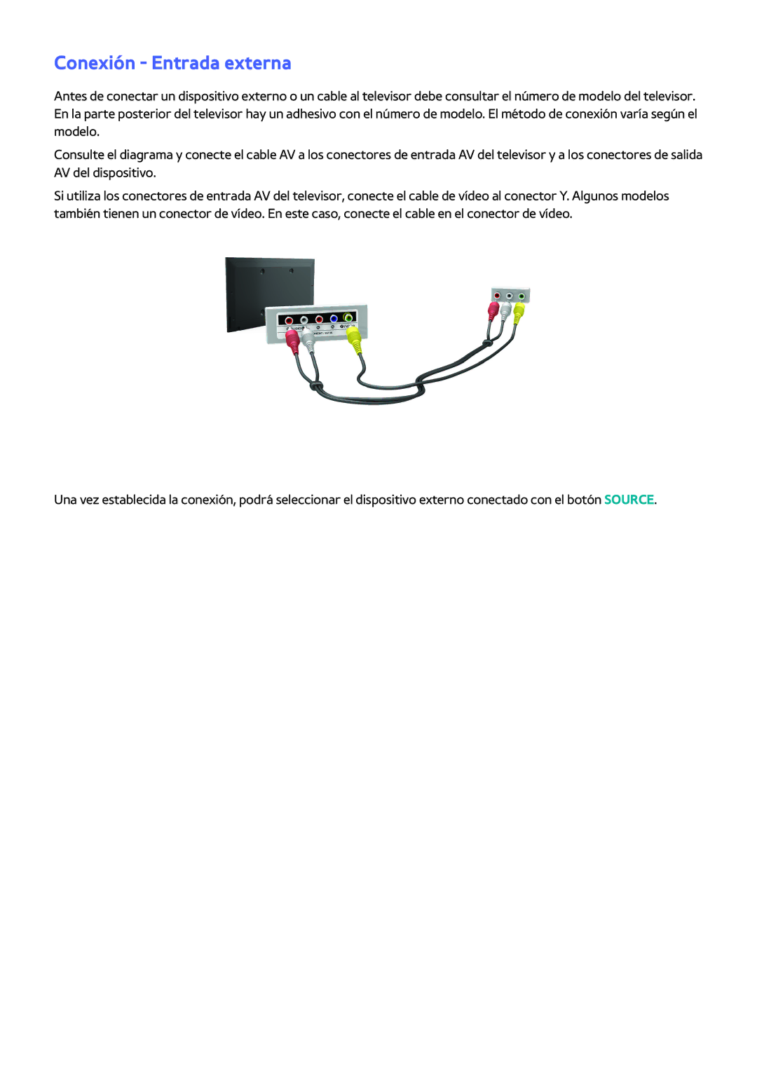 Samsung UE58H5203AWXXC, UE58J5270SSXZG, UE60H6203AWXXC, UE60H6203AWXXH, UE40H5203AWXXC manual Conexión Entrada externa 