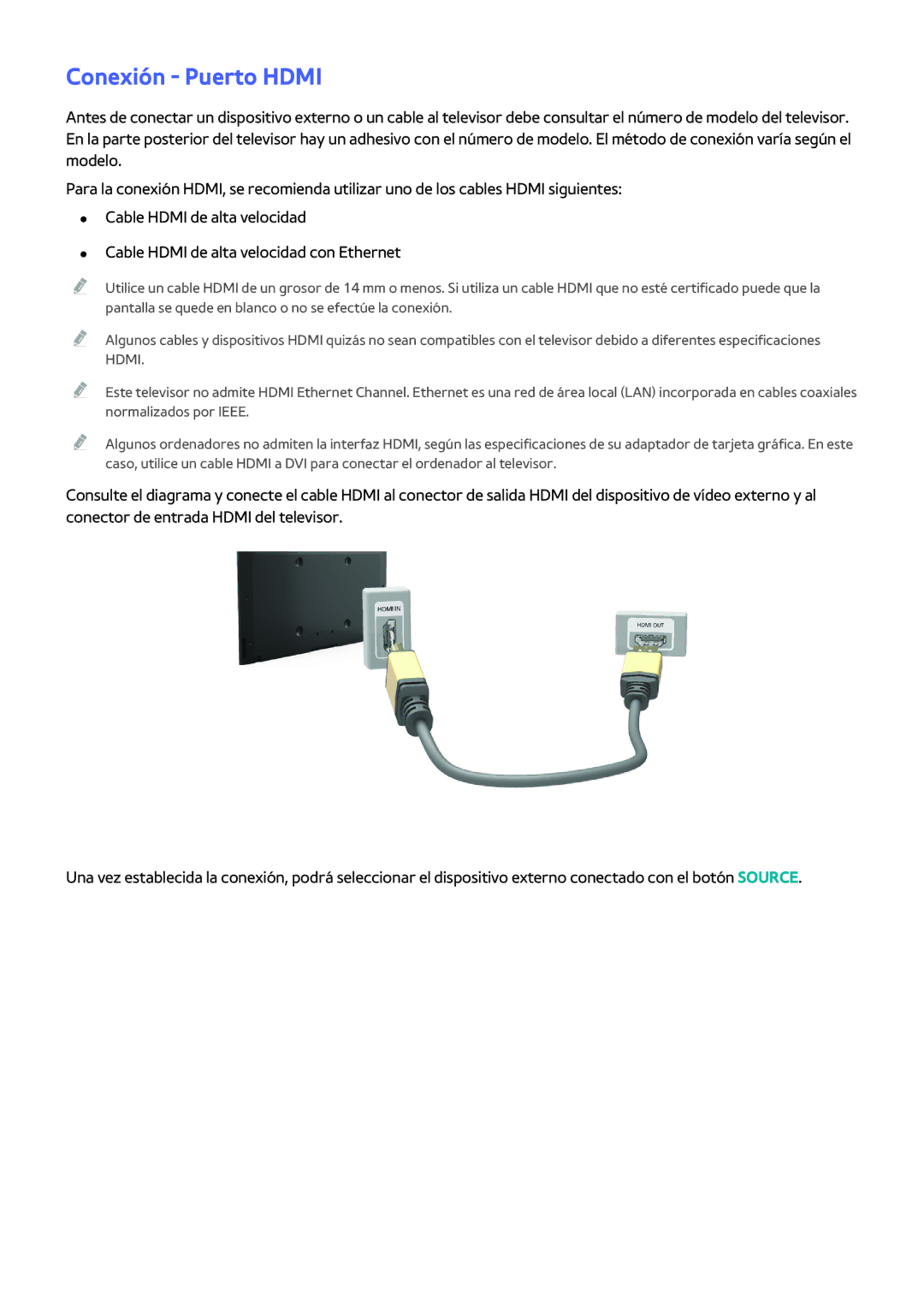 Samsung UA46H5303AKXKE, UE58J5270SSXZG, UE60H6203AWXXC, UE60H6203AWXXH, UE40H5203AWXXC, UE40H4203AWXXC Conexión Puerto Hdmi 