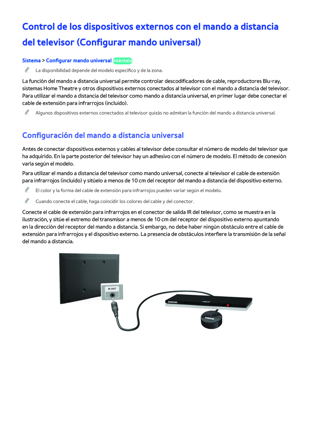 Samsung UE50H5303AWXXC manual Configuración del mando a distancia universal, Sistema Configurar mando universal Inténtelo 