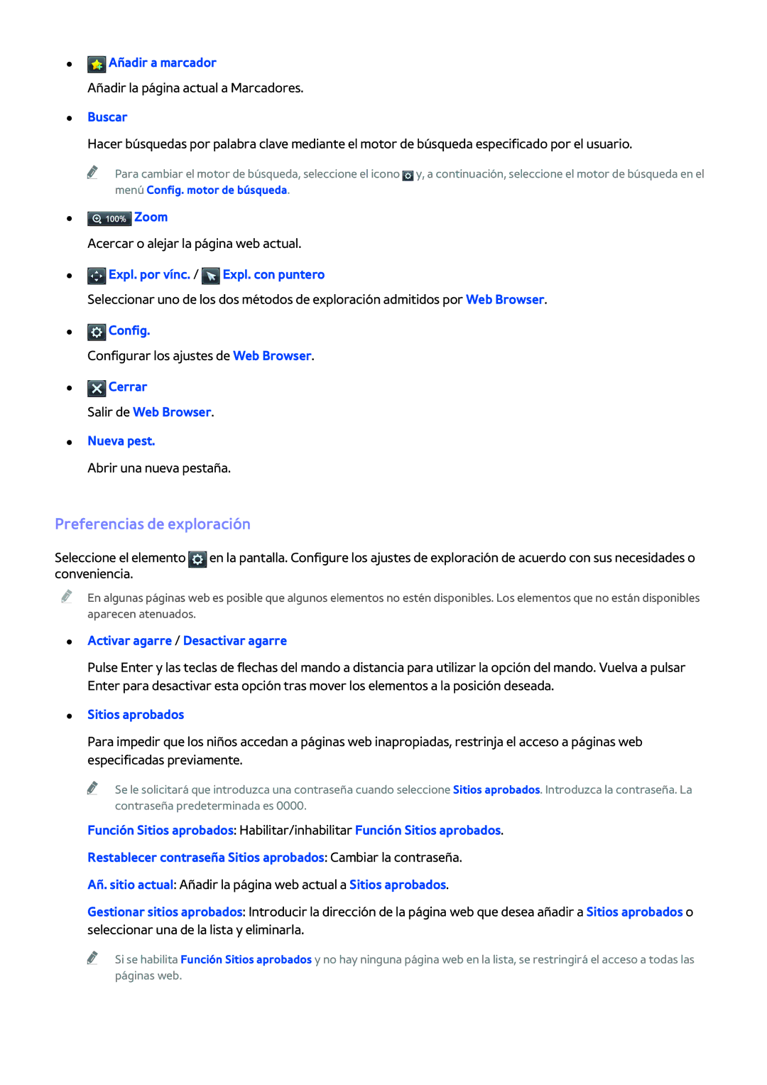 Samsung UE58J5200AWXXC, UE58J5270SSXZG, UE60H6203AWXXC, UE60H6203AWXXH, UE40H5203AWXXC manual Preferencias de exploración 