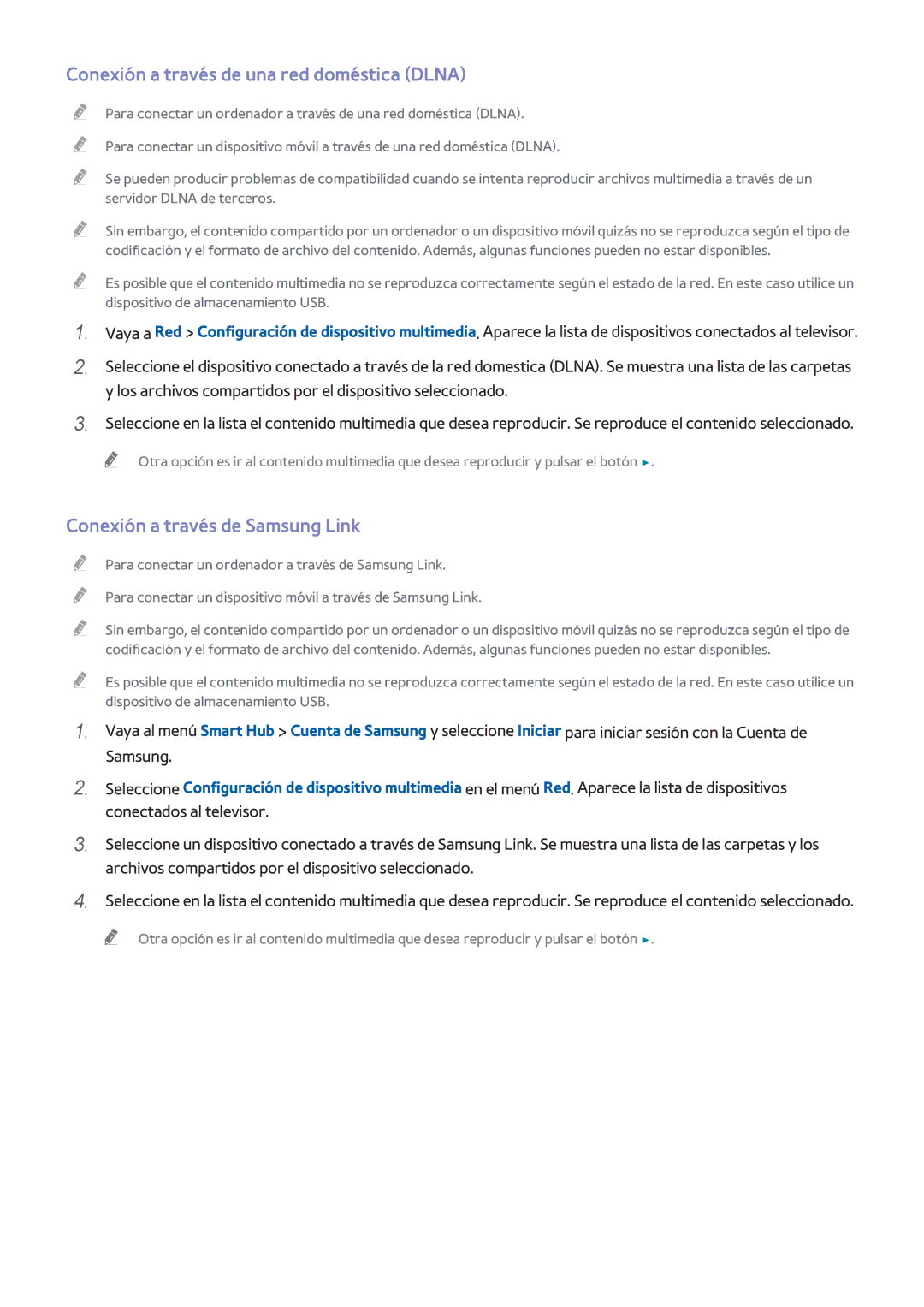 Samsung UE58H5203AWXXC, UE58J5270SSXZG manual Conexión a través de una red doméstica Dlna, Conexión a través de Samsung Link 