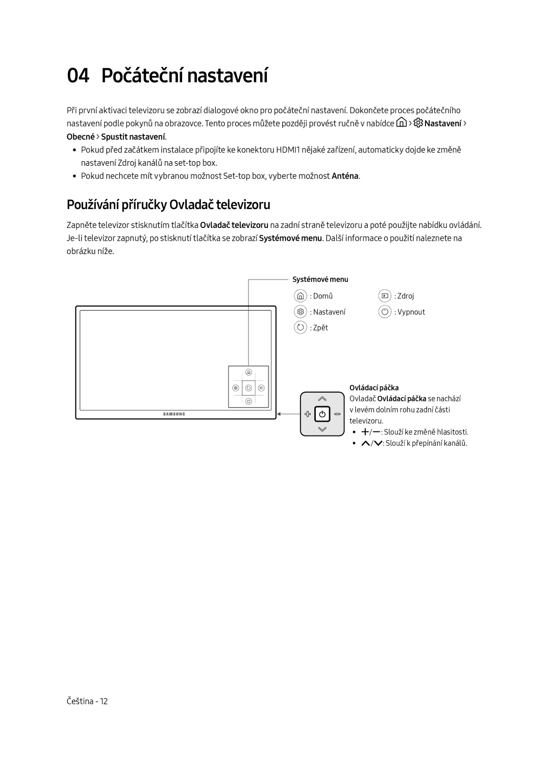 Samsung UE58MU6122KXXH, UE58MU6192UXXH, UE40MU6122KXXH manual 04 Počáteční nastavení, Používání příručky Ovladač televizoru 