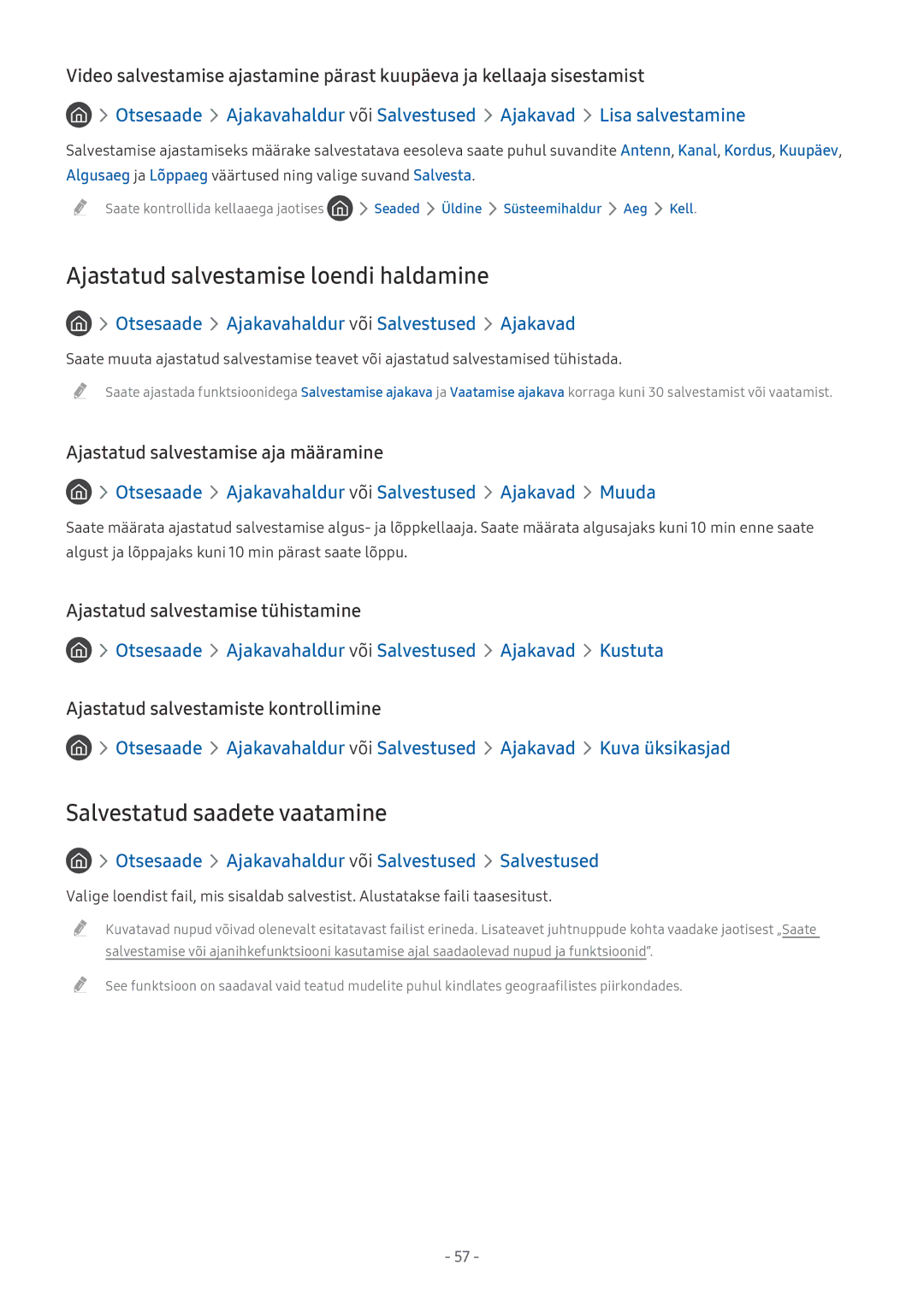 Samsung UE40MU6402UXXH, UE58MU6192UXXH manual Ajastatud salvestamise loendi haldamine, Salvestatud saadete vaatamine 