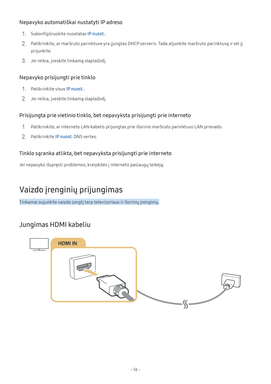 Samsung UE55MU8002TXXH, UE58MU6192UXXH, UE55MU7002TXXH, UE40MU6402UXXH Vaizdo įrenginių prijungimas, Jungimas Hdmi kabeliu 