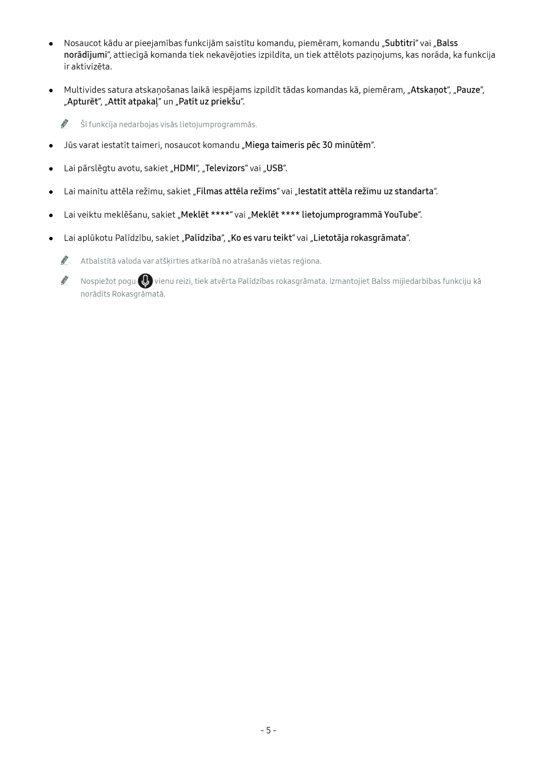 Samsung UE65MU6402UXXH, UE58MU6192UXXH, UE55MU7002TXXH, UE40MU6402UXXH manual Šī funkcija nedarbojas visās lietojumprogrammās 