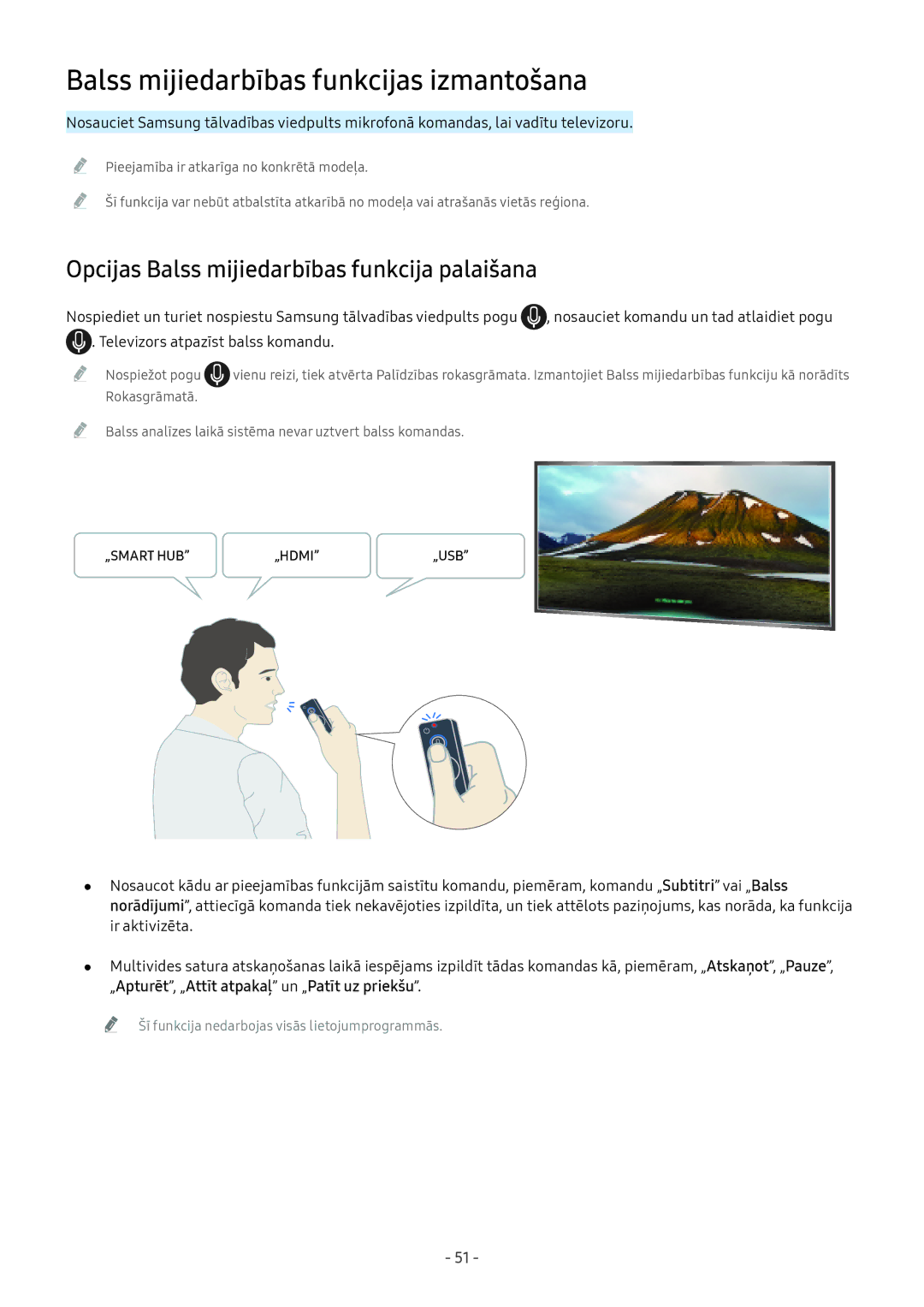 Samsung UE65MU7052TXXH, UE58MU6192UXXH, UE55MU7002TXXH, UE40MU6402UXXH manual Balss mijiedarbības funkcijas izmantošana 
