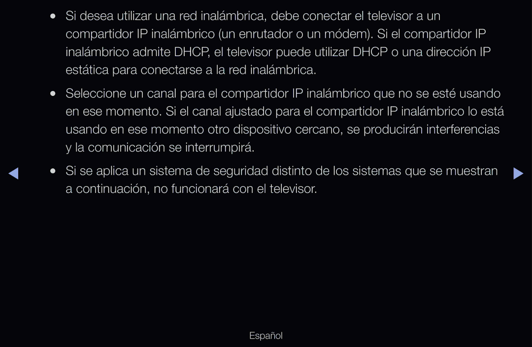 Samsung UE37D6100SWXXC, UE60D6500VSXZG manual Estática para conectarse a la red inalámbrica, La comunicación se interrumpirá 