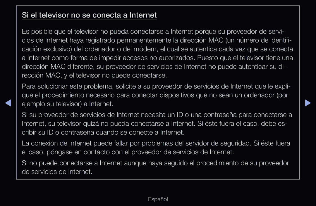 Samsung UE46D6500VSXXH, UE60D6500VSXZG, UE40D6200TSXZG, UE46D6530WSXXN manual Si el televisor no se conecta a Internet 