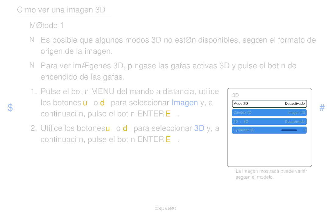 Samsung UE32D6530WSXXH, UE60D6500VSXZG, UE40D6200TSXZG, UE46D6530WSXXN manual La imagen mostrada puede variar según el modelo 