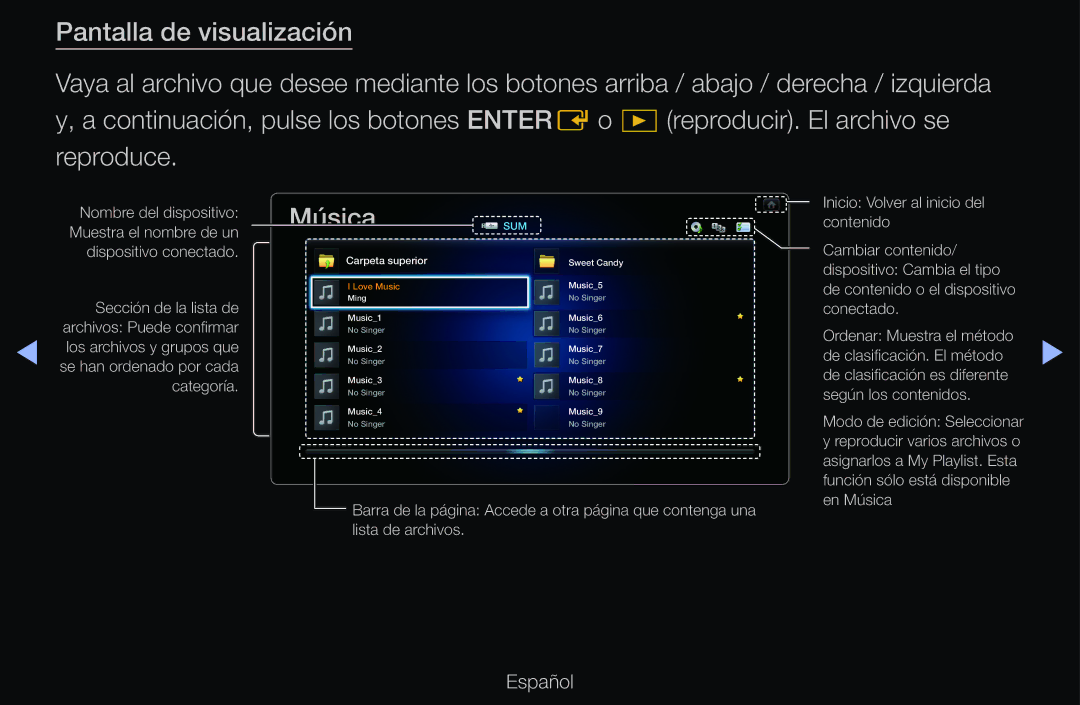 Samsung UE46D6500VHXXC, UE60D6500VSXZG, UE40D6200TSXZG, UE46D6530WSXXN, UE46D6100SWXXC, UE40D6530WSXXC manual Música, Sum 