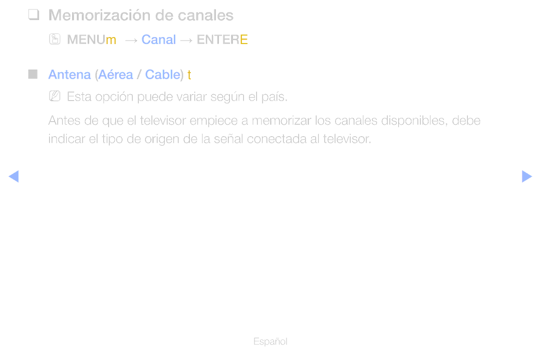Samsung UE40D6510WSXXC, UE60D6500VSXZG, UE40D6200TSXZG, UE46D6530WSXXN Memorización de canales, OO MENUm → Canal → Entere 