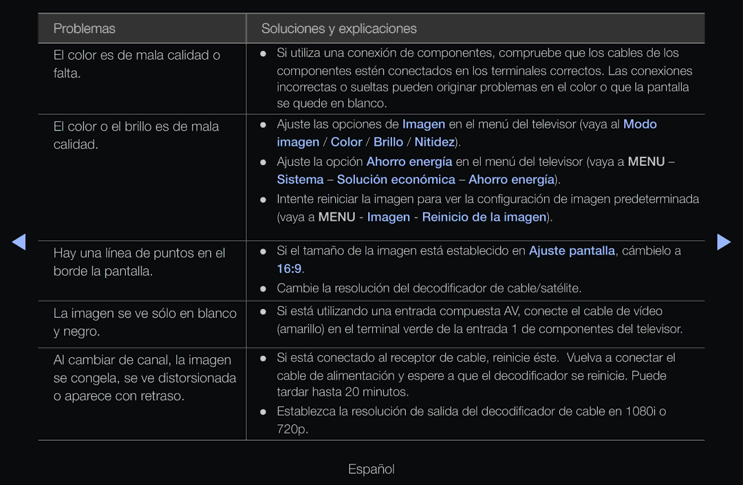 Samsung UE55D6100SWXXC, UE60D6500VSXZG, UE40D6200TSXZG, UE46D6530WSXXN, UE46D6100SWXXC manual El color o el brillo es de mala 