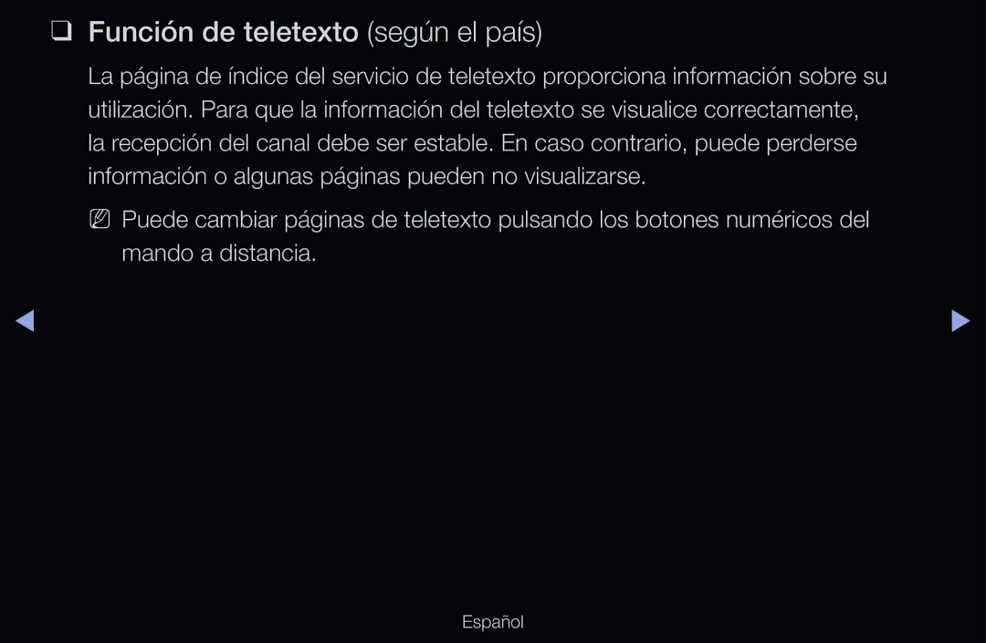 Samsung UE40D6530WSXXC, UE60D6500VSXZG, UE40D6200TSXZG, UE46D6530WSXXN, UE46D6100SWXXC Función de teletexto según el país 