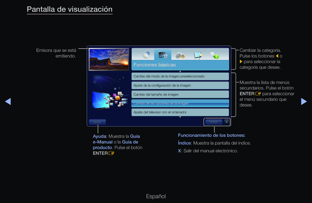 Samsung UE32D6530WSXXH, UE60D6500VSXZG, UE40D6200TSXZG, UE46D6530WSXXN, UE46D6100SWXXC, UE40D6530WSXXC manual Funciones básicas 