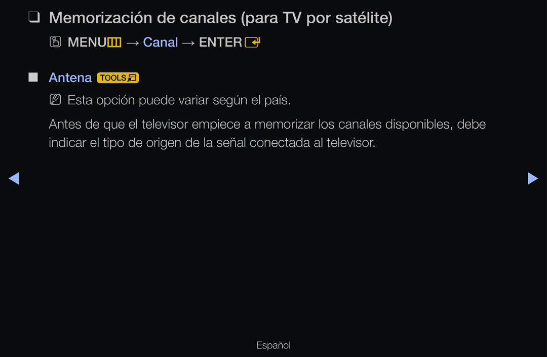 Samsung UE46D6100SWXXC, UE60D6500VSXZG manual Memorización de canales para TV por satélite, OO MENUm → Canal → Entere 