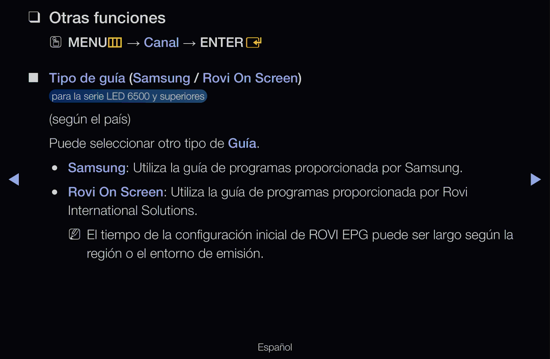 Samsung UE32D6530WSXXH, UE60D6500VSXZG, UE40D6200TSXZG, UE46D6530WSXXN manual Otras funciones, Región o el entorno de emisión 