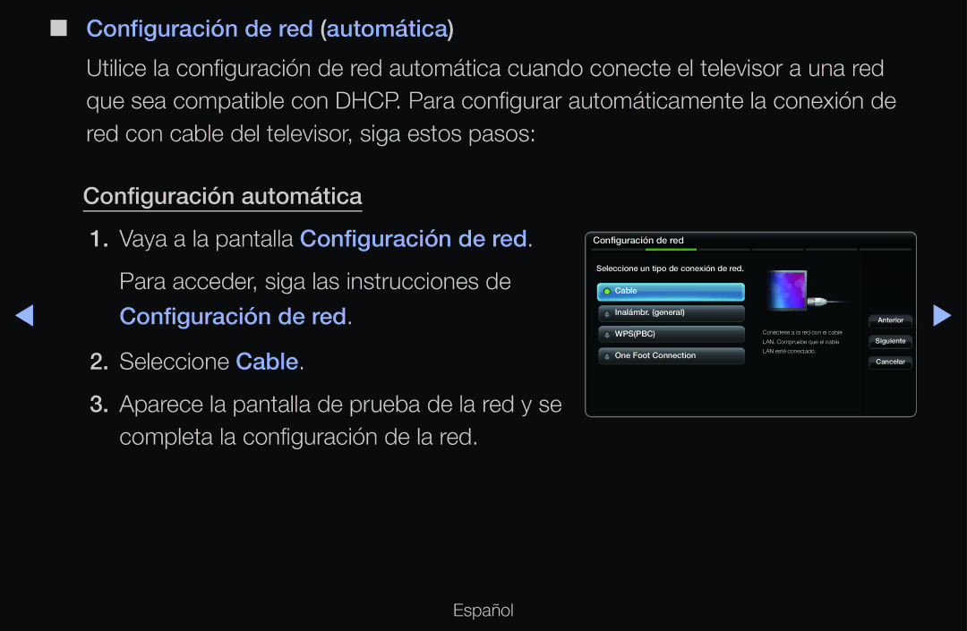 Samsung UE32D6000TWXXC, UE60D6500VSXZG, UE40D6200TSXZG, UE46D6530WSXXN, UE46D6100SWXXC manual Configuración de red automática 