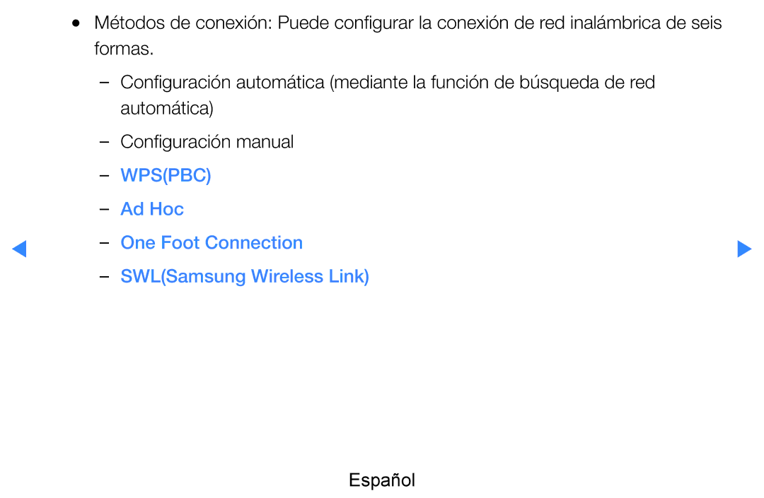 Samsung UE55D7000LSXXH, UE60D8000YSXXC, UE46D7090LSXZG manual Wpspbc, Ad Hoc One Foot Connection SWLSamsung Wireless Link 