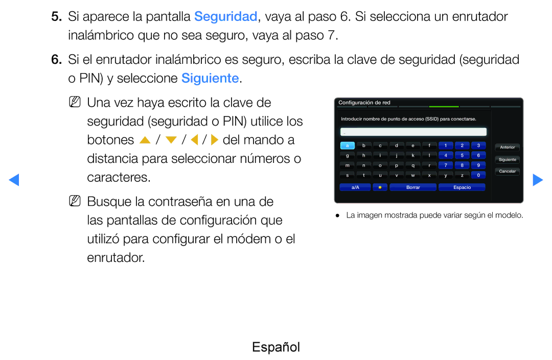 Samsung UE46D7000LSXXC, UE60D8000YSXXC, UE46D7090LSXZG manual Introducir nombre de punto de acceso Ssid para conectarse 