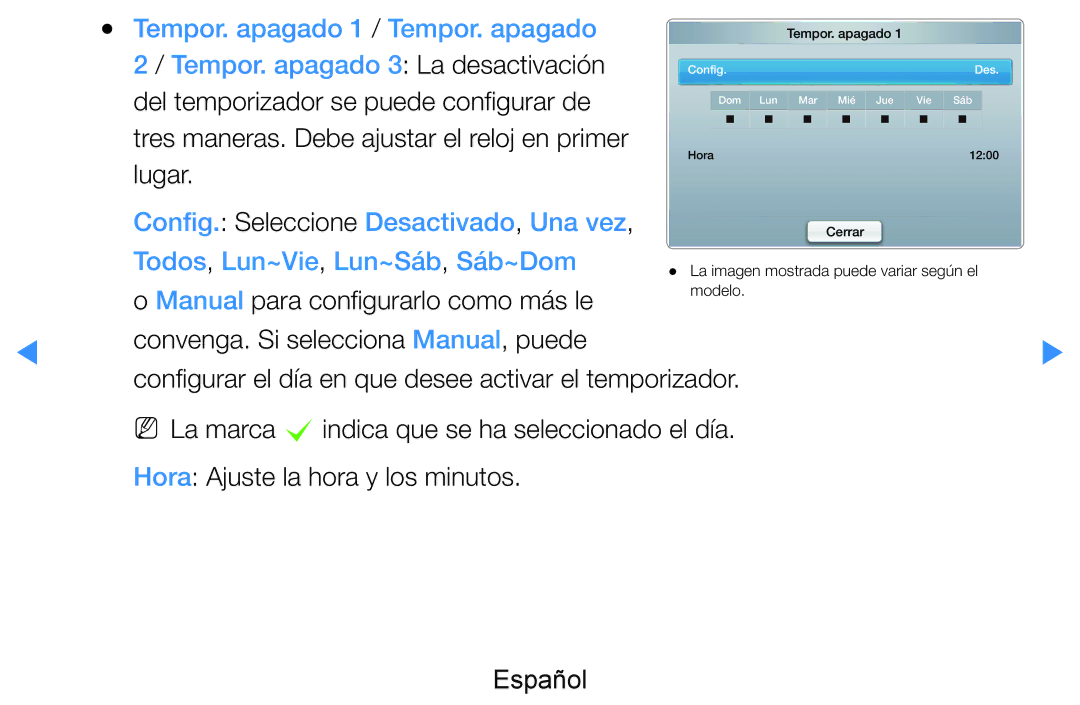 Samsung UE46D8000YSXXH, UE60D8000YSXXC manual Tempor. apagado 1 / Tempor. apagado, Manual para configurarlo como más le 