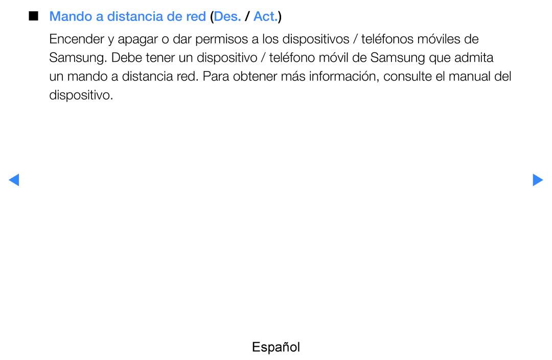 Samsung UE55D8000YSXXC, UE60D8000YSXXC, UE46D7090LSXZG, UE46D8000YSXXC, UE55D7000LSXXH Mando a distancia de red Des. / Act 