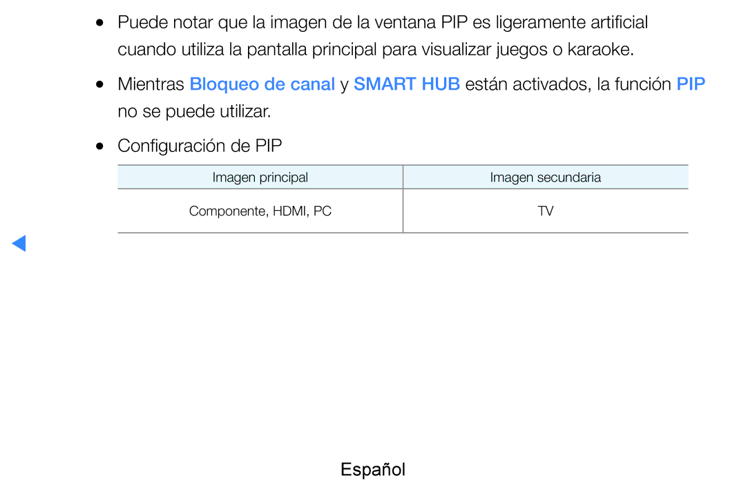 Samsung UE46D7000LSXZF, UE60D8000YSXXC, UE46D7090LSXZG manual Imagen principal Imagen secundaria Componente, HDMI, PC 