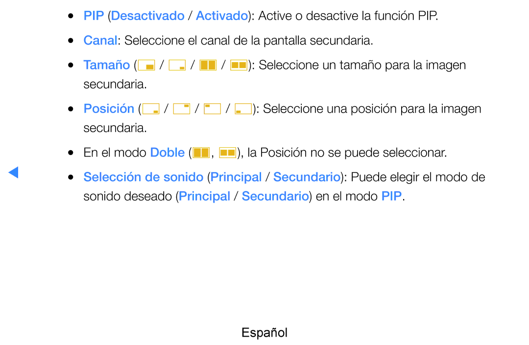 Samsung UE55D7000LSXXC, UE60D8000YSXXC, UE46D7090LSXZG manual Canal Seleccione el canal de la pantalla secundaria, Secundaria 