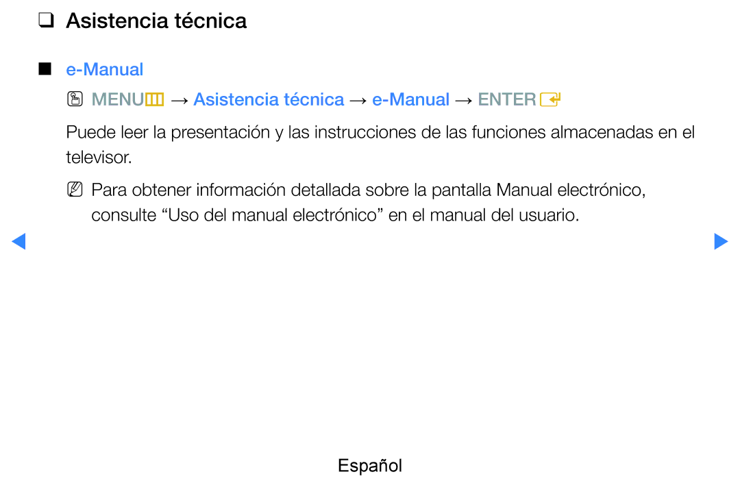 Samsung UE40D7000LSXXC, UE60D8000YSXXC, UE46D7090LSXZG manual Manual OO MENUm → Asistencia técnica → e-Manual → Entere 