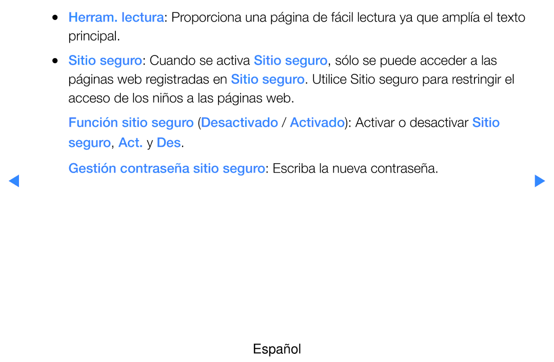 Samsung UE46D7000LSXZF, UE60D8000YSXXC, UE46D7090LSXZG, UE46D8000YSXXC, UE55D7000LSXXH Acceso de los niños a las páginas web 