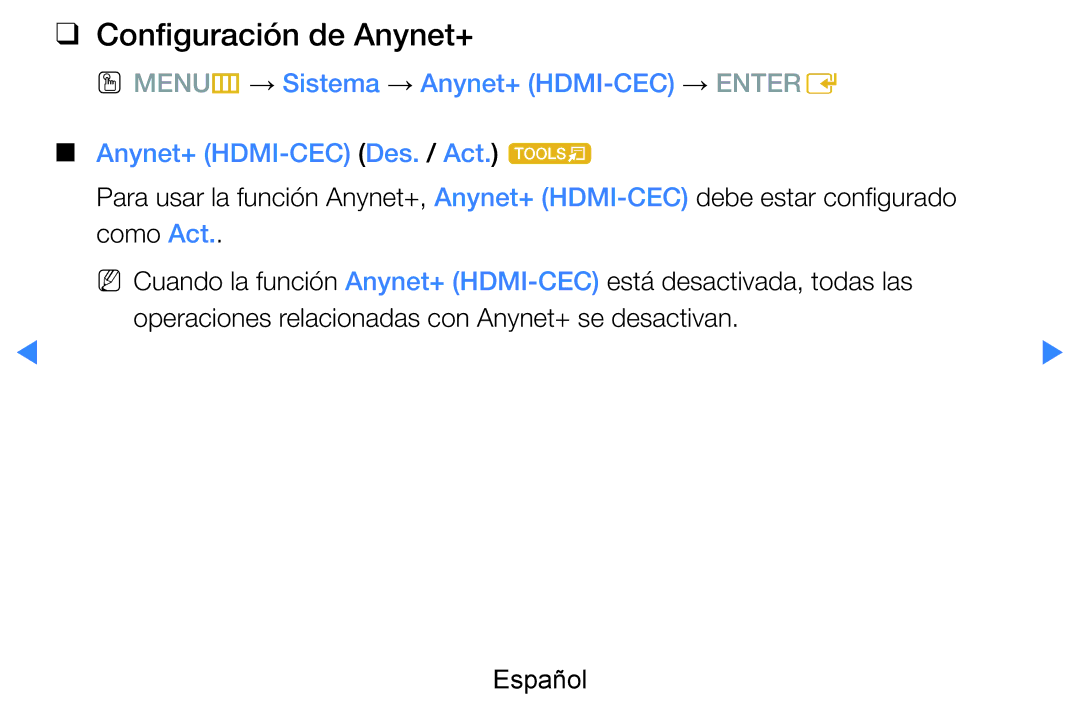 Samsung UE46D7000LSXZF, UE60D8000YSXXC, UE46D7090LSXZG, UE46D8000YSXXC, UE55D7000LSXXH manual Configuración de Anynet+ 