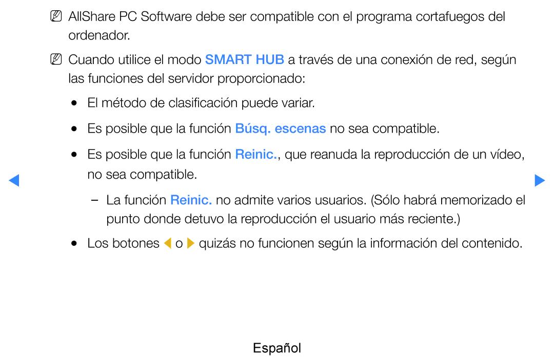 Samsung UE46D7000LSXZF, UE60D8000YSXXC manual No sea compatible, Punto donde detuvo la reproducción el usuario más reciente 