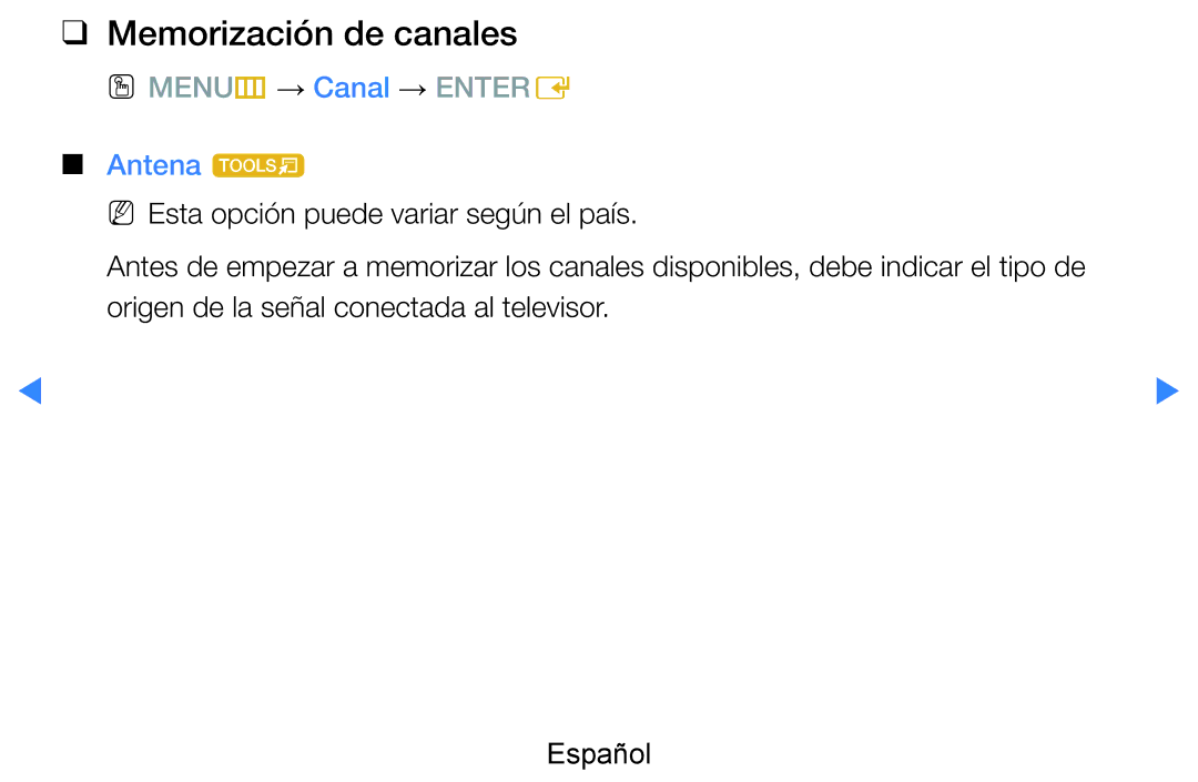 Samsung UE55D8000YSXXC, UE60D8000YSXXC, UE46D7090LSXZG, UE46D8000YSXXC, UE55D7000LSXXH manual Memorización de canales, Antena t 