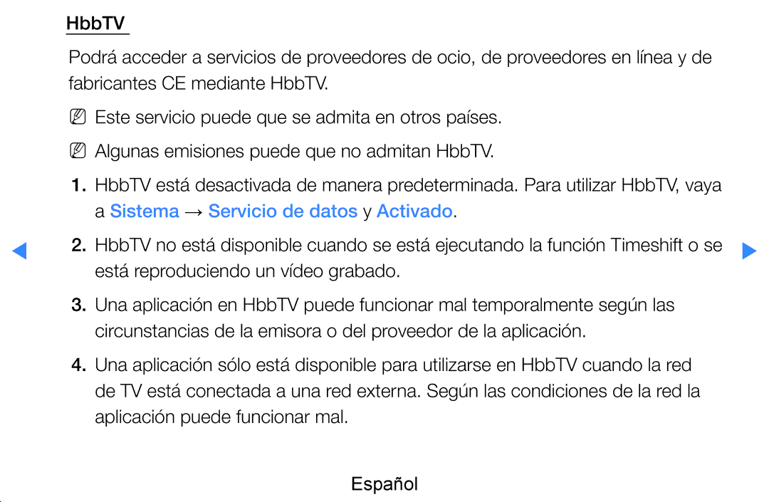 Samsung UE46D7090LSXZG, UE60D8000YSXXC manual Sistema → Servicio de datos y Activado, Está reproduciendo un vídeo grabado 