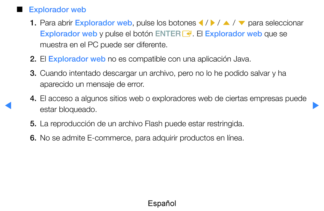 Samsung UE55D8000YSXXC, UE60D8000YSXXC, UE46D7090LSXZG, UE46D8000YSXXC, UE55D7000LSXXH manual Explorador web, Estar bloqueado 