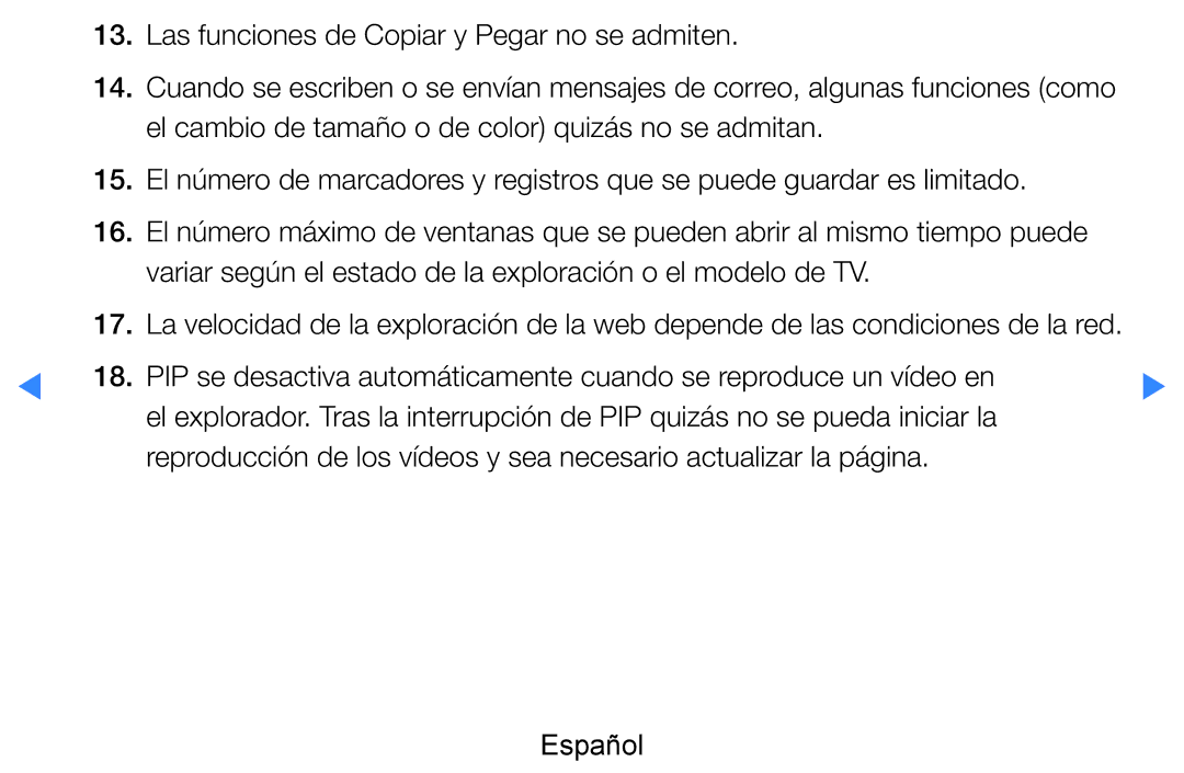 Samsung UE46D7000LSXXC, UE60D8000YSXXC, UE46D7090LSXZG, UE46D8000YSXXC manual Las funciones de Copiar y Pegar no se admiten 