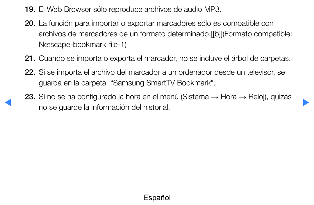 Samsung UE46D7000LSXZF, UE60D8000YSXXC manual Netscape-bookmark-file-1, No se guarde la información del historial Español 