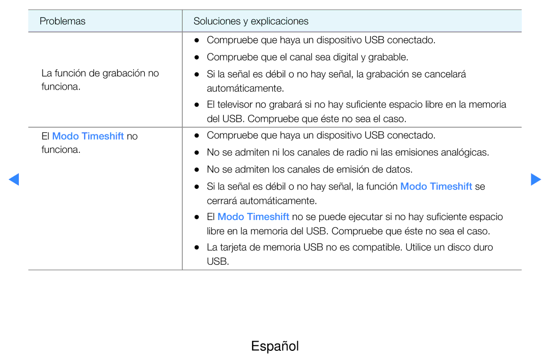 Samsung UE46D7090LSXZG, UE60D8000YSXXC, UE46D8000YSXXC, UE55D7000LSXXH, UE55D8000YSXXC, UE46D8000YSXXH El Modo Timeshift no 