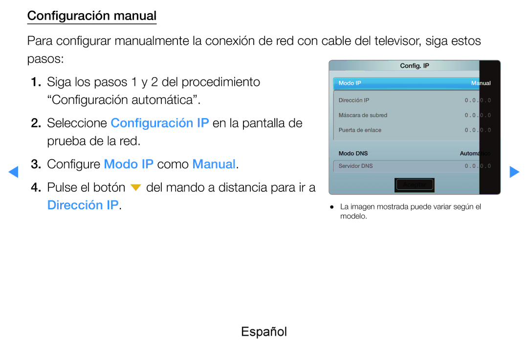 Samsung UE40D7000LSXXC, UE60D8000YSXXC, UE46D7090LSXZG, UE46D8000YSXXC, UE55D7000LSXXH, UE55D8000YSXXC manual Modo IP Manual 