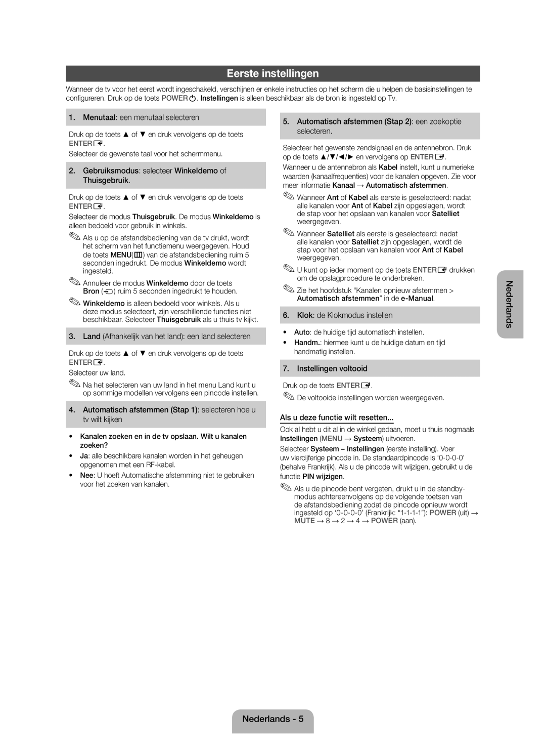 Samsung UE60EH6000SXZF manual Eerste instellingen 