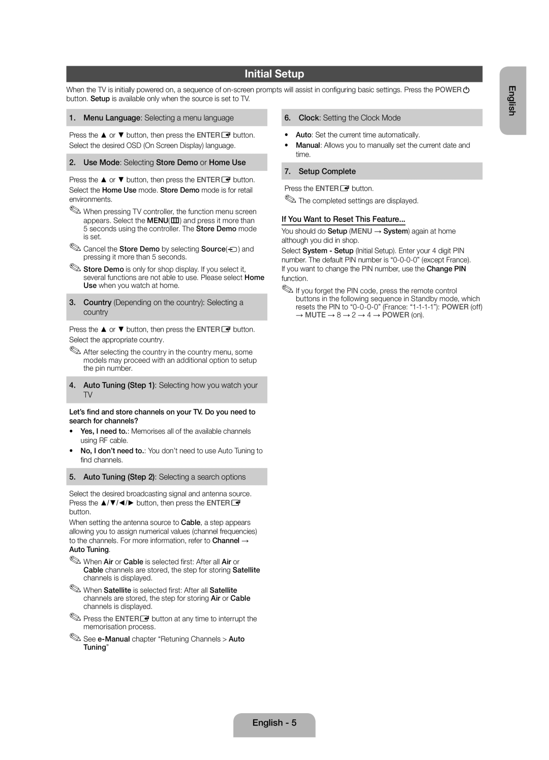 Samsung UE60EH6000SXZF manual Initial Setup 